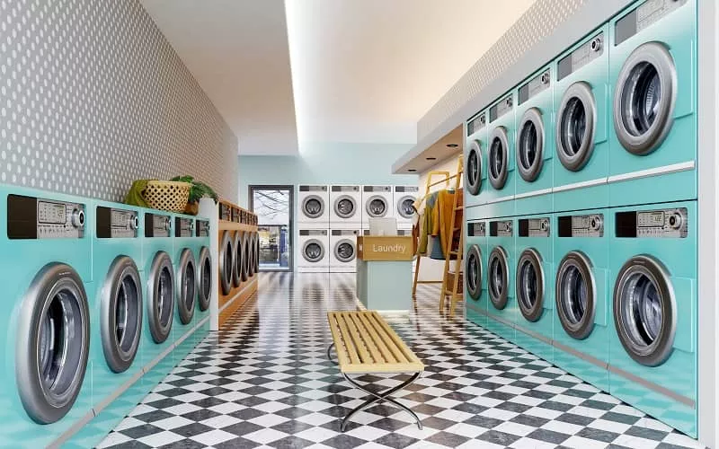 Modern laundry facility with state-of-the-art washing machines